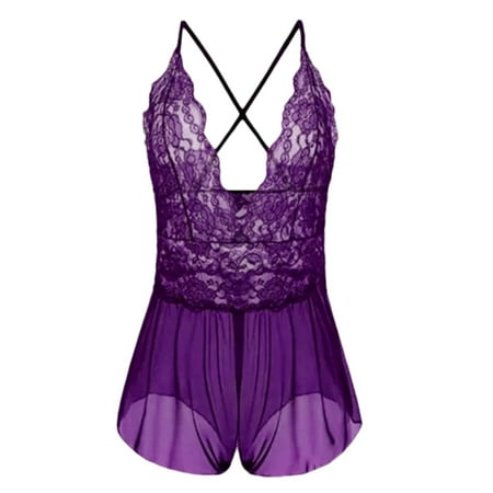 Upioiwer Lingerie For Women Plus Size De Mujer Sexy Lingerie Underwear Bodysuit Sleepwear Nightgown Women Lace Dress Crotchless Teddy Lingerie For Women Cute Lingerie Nightclub Style  Home Clothes