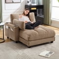 thumbnail image 3 of Sleeper Sofa Couch Bed, Oversized Chaise Lounge Chair Cozy Cloud Couch (Brown), 3 of 11