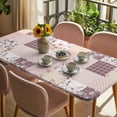 thumbnail image 3 of Boho Spring Floral Table Cloths for 3 Foot Rectangle Tables, Vintage Flowers Patchwork Plaid Pink Patio Waterproof Elastic Fitted Tablecloths, Washable Rectangular Table Cover for Camping, 3 of 8