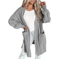 thumbnail image 1 of Styesk Cardigan Sweaters for Women Open Front Chunky Long Cardigans Casual Loose Fit Crochet Sweaters Versatile Solid Color Fall Outfits Comfy Long Sleeve Knit Cardigans with Pockets, 1 of 5