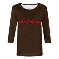 thumbnail image 4 of Plebaso Chemises à Manches 3/4 pour Femmes Mignonnes avec Cœur Hauts Amples Décontractés Blouses à Col Rond T-Shirts Imprimés, 4 of 4
