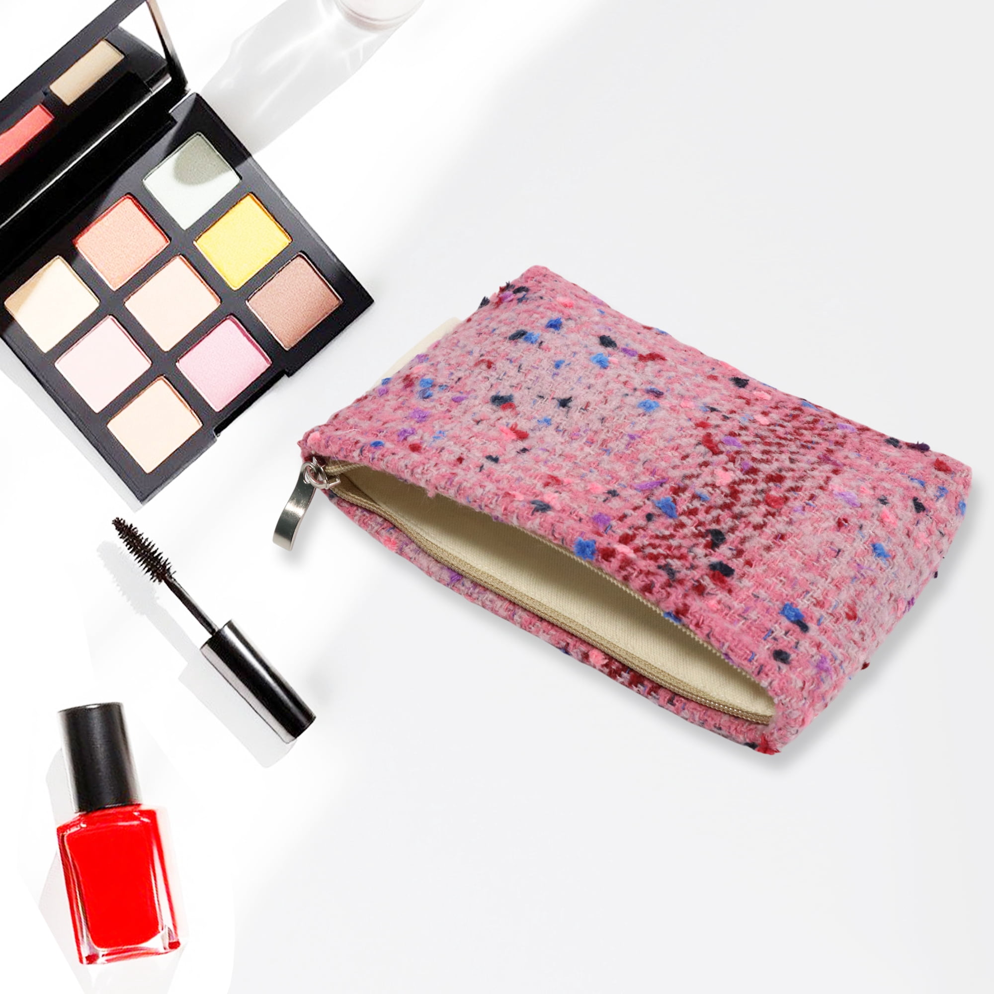 Unique Bargains 1 Pc Portable Handheld Makeup Bag for Vacation in Pink Color Medium