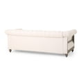 thumbnail image 3 of Benjara Ober Sofa, Rivets Chesterfield Button Tufted Beige, 86 Inch, Natural Brown, 3 of 5