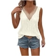 thumbnail image 2 of FDGIU Women's 2025 Summer V Neck Tank Tops - Sleeveless Flowy Blouse with Curved Hem, 2 of 6