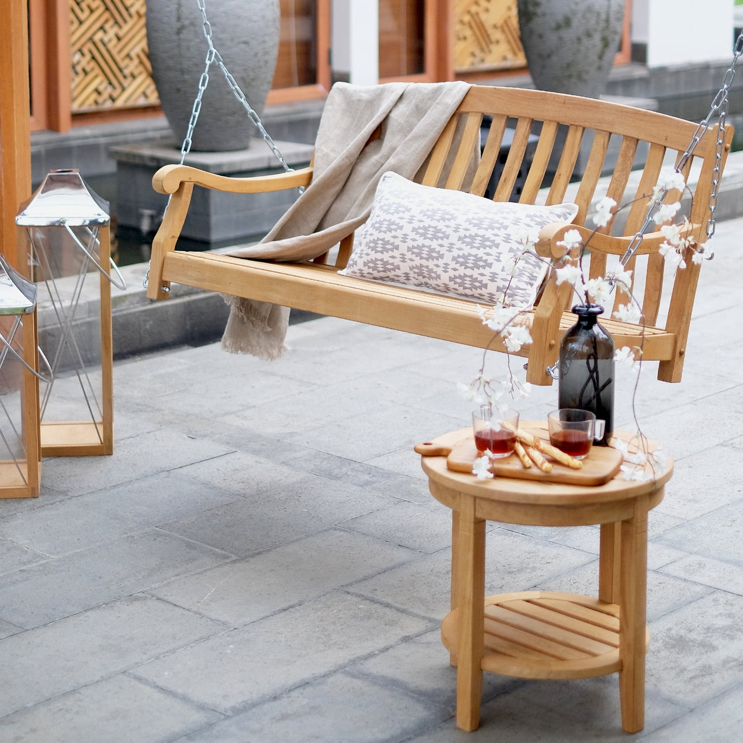 Cambridge Casual Steel Teak Wood Porch Swing Brown Walmart