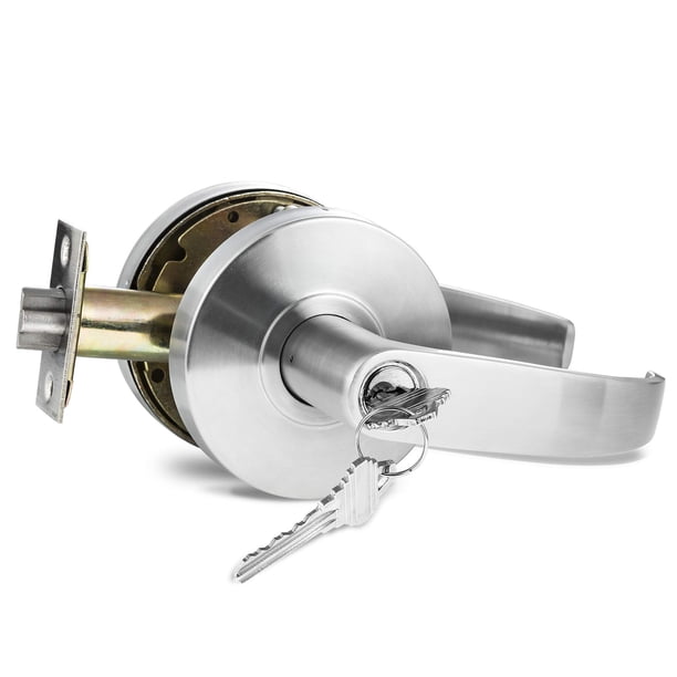 VIZILOK Cerradura de puerta con palanca de entrada resistente al vandalismo compatible con ADA con llaves C6FS-K - BHMI Grado 2 Cerradura reversible izquierda derecha de grado comercial resistente - C