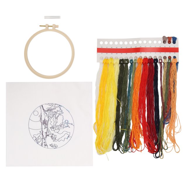 Needlework Supplies, Wide Application Embroidery Starters Kit 3 Popular Patterns For Gifts For Ornaments For DIY Embroidery Red Vineyard,Sunflower,Star In The Sky