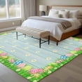 thumbnail image 4 of Large Area Rugs for Living Room Bedroom, Green Easter 6'x9' Rug Washable Carpet Runner Indoor Outdoor, Spring Floral Eggs Elegant Pastoral Wooden Non Slip Floor Mats Rug for Kitchen, Playroom, 4 of 8