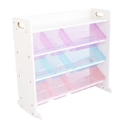 Humble Crew Kids Toy Storage Organizer with Shelf with 9 Plastic Storage Bins, White/Purple/Pink/Blue