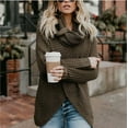 thumbnail image 1 of Suéter de punto irregular de manga larga con abertura distintiva y cuello redondo para mujer de estilo europeo y americano para otoño e invierno, 1 of 6