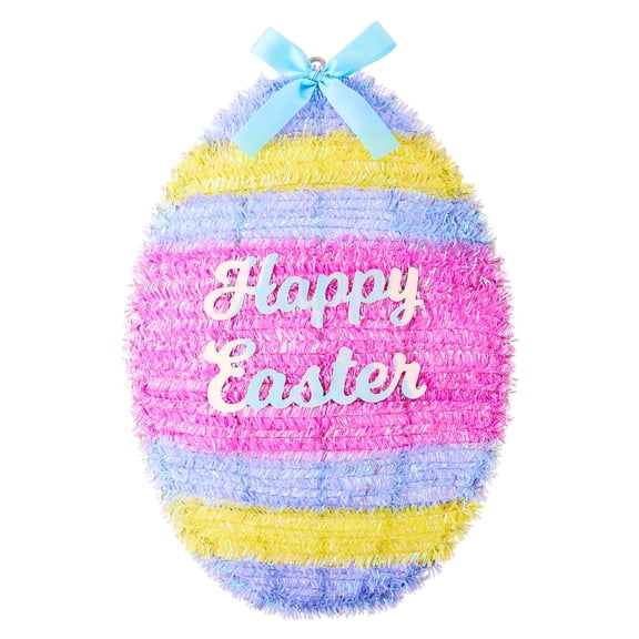 Happy Easter Egg Tinsel Wreath, Multicolor, 18", Easter by Way To Celebrate