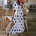 thumbnail image 1 of SMihono Robe Maxi Bohème d'Été pour Femmes Grande Taille Mode Femmes Décontractée Col en V Imprimé Manches Courtes Robe Longue Ample Robe de Plage, 1 of 6