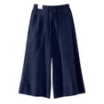 thumbnail image 4 of RUTAYY Women's Pants Casual Wide Leg Solid Color Cropped Bottoms Comfortable Loose Fit Fashion Relaxed Ankle Length Everyday Wear with Drawstring Classic Versatile Trousers, 4 of 4