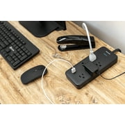 Philips 6-ft 5-Outlet Surge Protector, 1 USB-a, 1 USB-C, 15W, 1500J, Braided Cord, Black