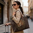 thumbnail image 2 of ZUXONGSY Leather Lion Daisy Print Tote Bag for Women Large Capacity Top Handle Tote Bag Casual Top Handle Satchel with Zipper for Shopping Work, 2 of 6