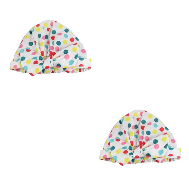 sweethay Gorros de ducha Estampado de flores Impermeable Elástico Baño Colorido Turbante Bonnet Sombrero universal Accesorios Azul punto punto amarillo azul 2Conjunto