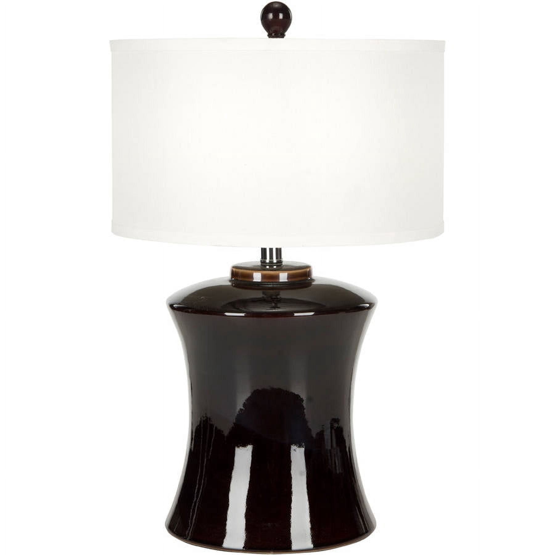 Safavieh Gary Ceramic Table Lamp with CFL Bulb, Dark Brown with Off-White Shade, Set of 2