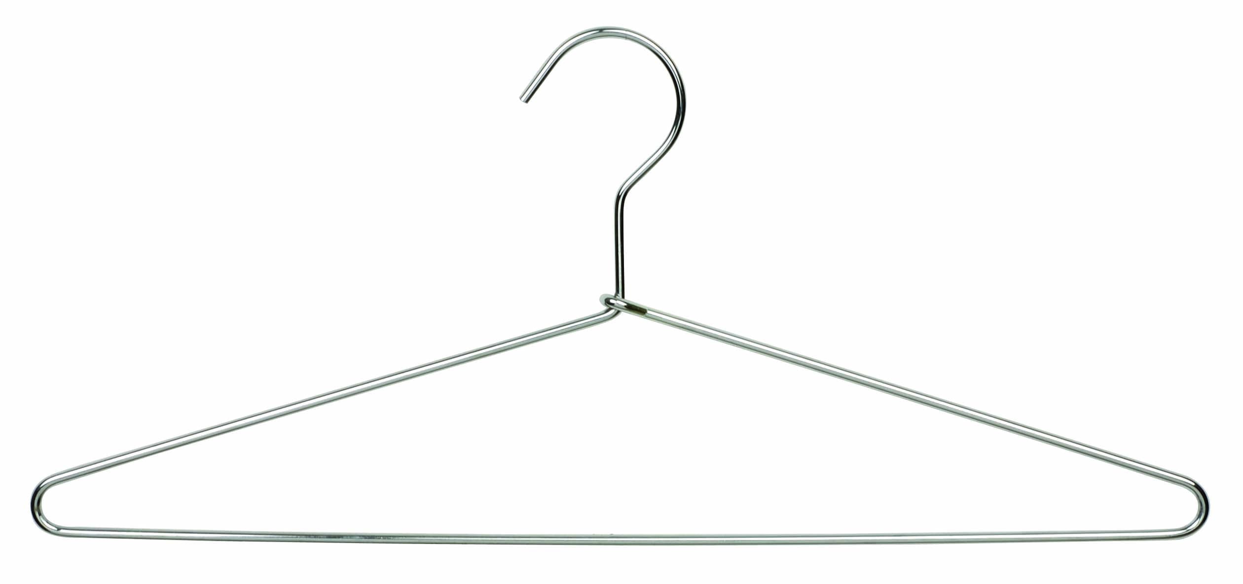 Slim Metal Suit Hanger with Fixed Bar and Chrome Finish, Box of 25 Strong Steel Hangers with Fixed Hook and Pant Bar by International Hanger