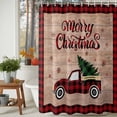 thumbnail image 3 of Shower Curtains Sets for Bathroom Decor Retro Farm Plaid CarWaterproof Bathroom Curtain with Hooks,Buffalo Grid Xmas Tree on Wood Grainfor Bathroom Decor,72x72IN, 3 of 9