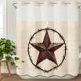 thumbnail image 3 of Texas Star Farmhouse No Hook Shower Curtain Waterproof, Bathroom Curtains with Snap in Liners and See Through Top Window, Western Country Stars Retro Hotel Style Bathtub Curtains Shower 72"Wx72"L, 3 of 8