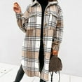 thumbnail image 1 of Womens Fall Clothes Long Sleeve Plaid Print Button Open Front Long Cardigan Outerwear, 1 of 4