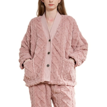 

Capreze With Pockets Pajamas Sets Pjs Sleepwear for Women Casual Elastic Waist Nightwear Home Clothes Button Down Loungewear Pink M
