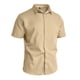 thumbnail image 4 of Blusa y camisa de manga corta con cuello vuelto para hombre, color liso, informal, holgada, a la moda, con botones, de manga corta y cuello vuelto, blusa de poliéster para hombre, 4 of 6