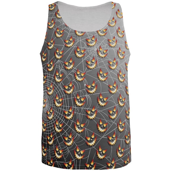 Halloween Spider Webs and Jack-O-Lanterns All Over Mens Tank Top Multi LG