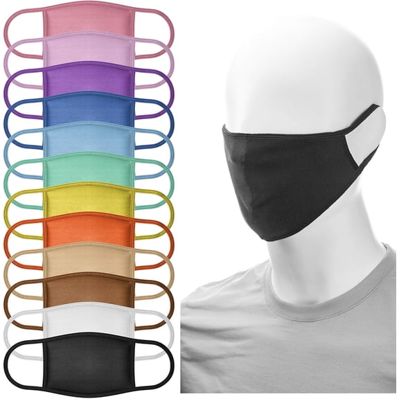 12 Pack Face Masks | Washable and Reusable | 2 Ply Cotton Spandex | Regular Size