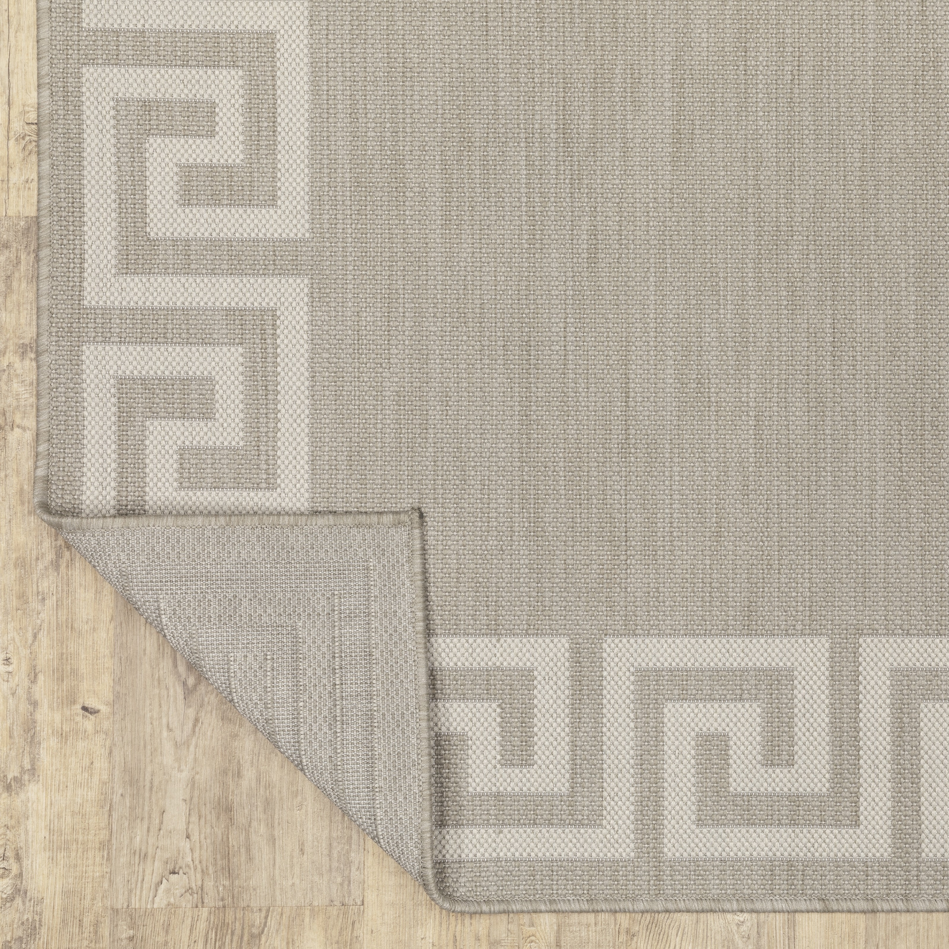Avalon Home 5' x 7' Gray and Taupe Border Outdoor Rug