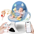thumbnail image 1 of Columpio eléctrico para bebés y niños pequeños | Columpio portátil para bebés con control remoto, balancín con 5 velocidades, arnés de 3 puntos, 3 posiciones de asiento para bebés y niñas (azul), 1 of 6