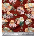 thumbnail image 1 of Soimoi Red Japan Crepe Satin Fabric Anemone & Begonia Floral Fabric Prints By Yard 42 Inch Wide, 1 of 3