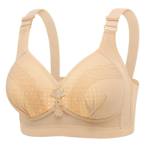 Women's New Plus Size No Underwire Top Bra Thin Breathable Big Breasts To Show Small Beauty Back Four Bra