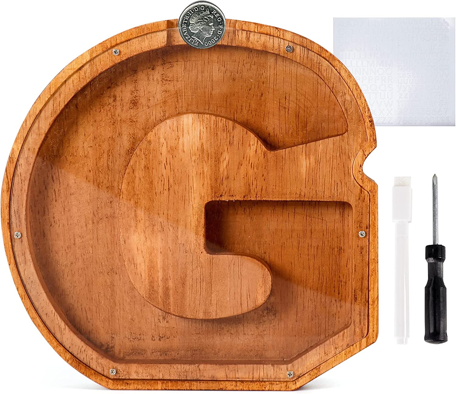 Personalized Wooden Letter Piggy Bank Large Alphabet Letter Piggy Bank