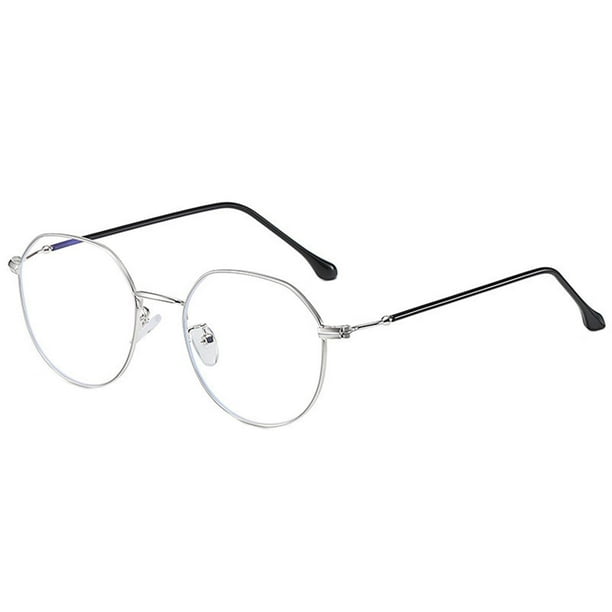 Gafas Irregulares Jinwen Anteojos irregulares Lente plana Transparente Azul Prueba de luz para pantallas de juegos Unisex plata