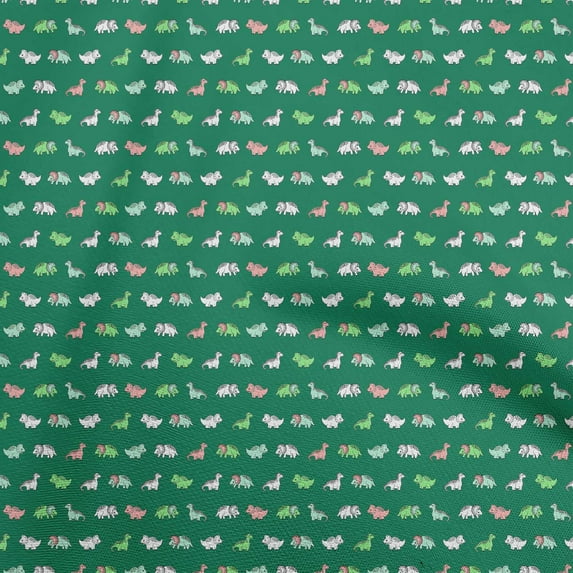 oneOone Viscose Jersey Green Fabric Colorful Dinosaur Cartoon Quilting Supplies Print Sewing Fabric By The Yard 60 Inch Wide