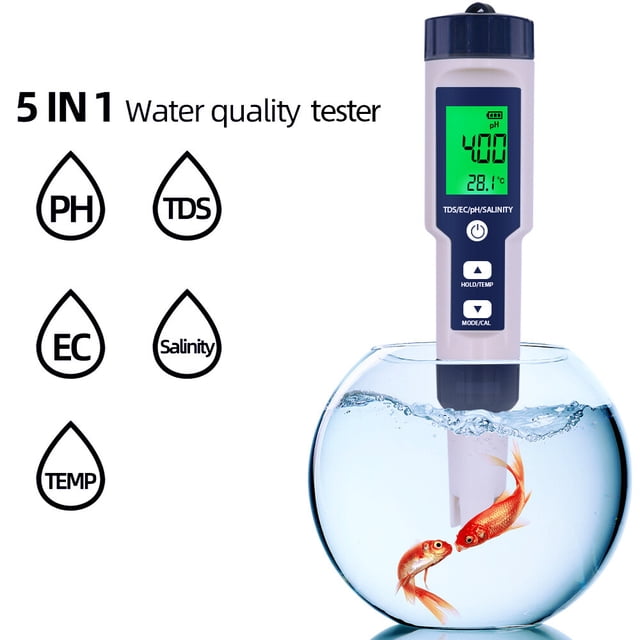 Probador de del agua 5 en 1 Medidor digital Analizador de del agua Detector de pH / TDS Carevas analizador de