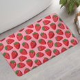thumbnail image 2 of Red Strawberry Plants Pink Pattern Bathroom Rugs Mat,Non Slip Microfiber Bathroom Rug,Rubber Backing,Soft Bathroom Mats for Bathroom Floor,Tub and Shower,17x30in(43x75cm), 2 of 5
