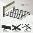 thumbnail image 6 of King Size Bed Frame,Platform Bed Frame with Charging Station,Upholstered Storage Headboard & Footboard Metal Slats Supports Mattress Foundation,Beige, 6 of 8