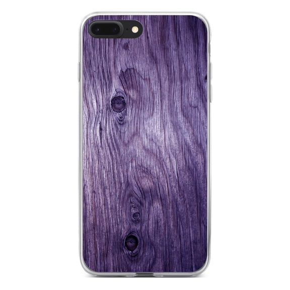 DistinctInk Clear Shockproof Hybrid Case for iPhone 7 PLUS / 8 PLUS (5.5" Screen) - TPU Bumper, Acrylic Back, Tempered Glass Screen Protector - Purple Weathered Wood Grain Print - Printed Wood Image