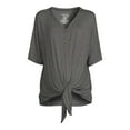thumbnail image 6 of Time and Tru Women's Maternity Short Sleeve Button Up T-Shirt, 6 of 6