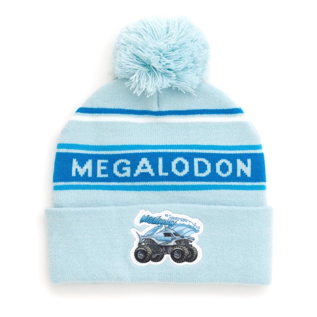 Gorro de invierno Beanie Monster Jam Megalodon azul celeste/blanco para adultos