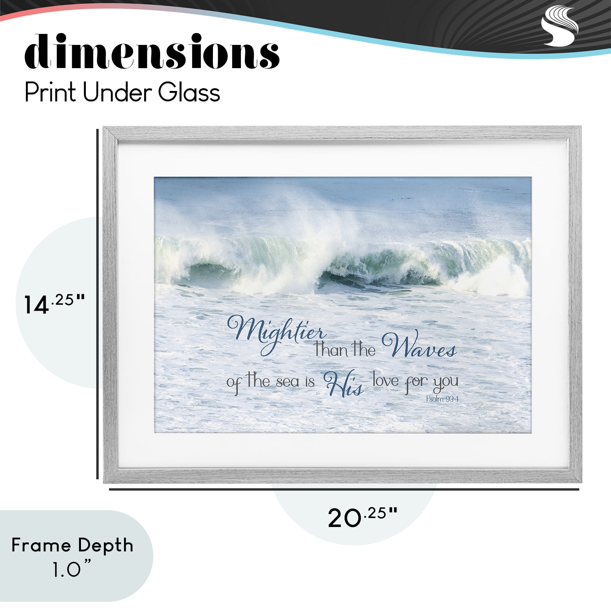 Stupell Industries Mightier Than The Waves Gray Framed Print Under Glass, design by Kathy Mansfield