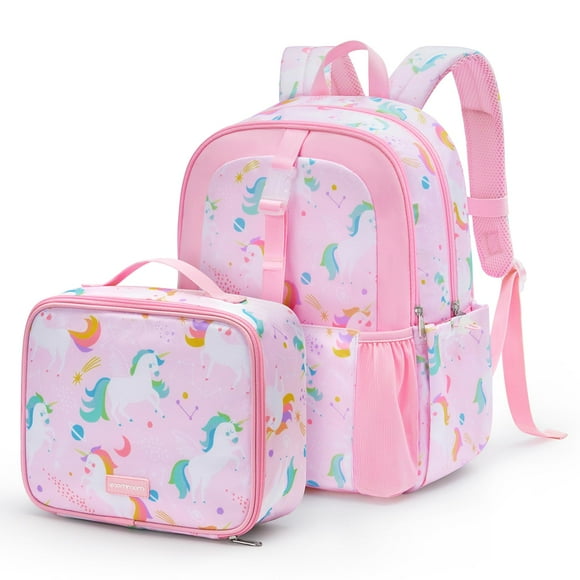 Set de mochilas mommore Kids con lonchera para niñas de 4 a 8 años
