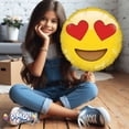 thumbnail image 2 of PMU Valentine’s Day Round-Flat Emoticon Heart Eyes 18 Inch Mylar-Foil Balloon Valentine's Day, Proposal, Special Events, Photo Props Party Decoration and Accessories (10/Pkg) Pkg/1, 2 of 8