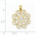thumbnail image 2 of 14k Yellow Gold and Rhodium Swirl Flower Pendant Charm, 2 of 2