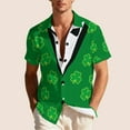 thumbnail image 5 of St Patrick's Day Shirts for Men Oversized Clovers Irish Shamrocks Printed Button Down Lapel Short Sleeve T Shirt Summer Casual Vacation Hawaiian Beach Blouse Top, 5 of 9