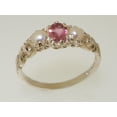 thumbnail image 3 of LBG British Made 14k White Gold Natural Pink Tourmaline & Cultured Pearl Womens Trilogy Ring - 33 size options, 3 of 6