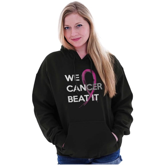 We Can Beat Breast Cancer Awareness Women Plus Size Graphic Pullover Hoodie Brisco Brands 2X