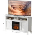 thumbnail image 2 of VINGLI Fireplace TV Stand for up to 70 inch TVs, French Modern Entertainment Center with Electric Fireplace Heater & Curved Legs, Fireplace Media Console Table with Two Doors for Living Room, 2 of 9